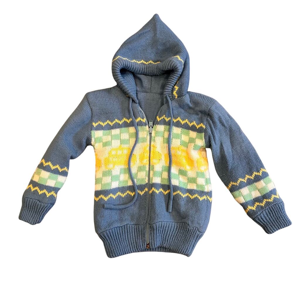 Vintage Hush Puppies Blue Hooded Zip Taxi Cab Sweater Jacket Toddler 24 Months